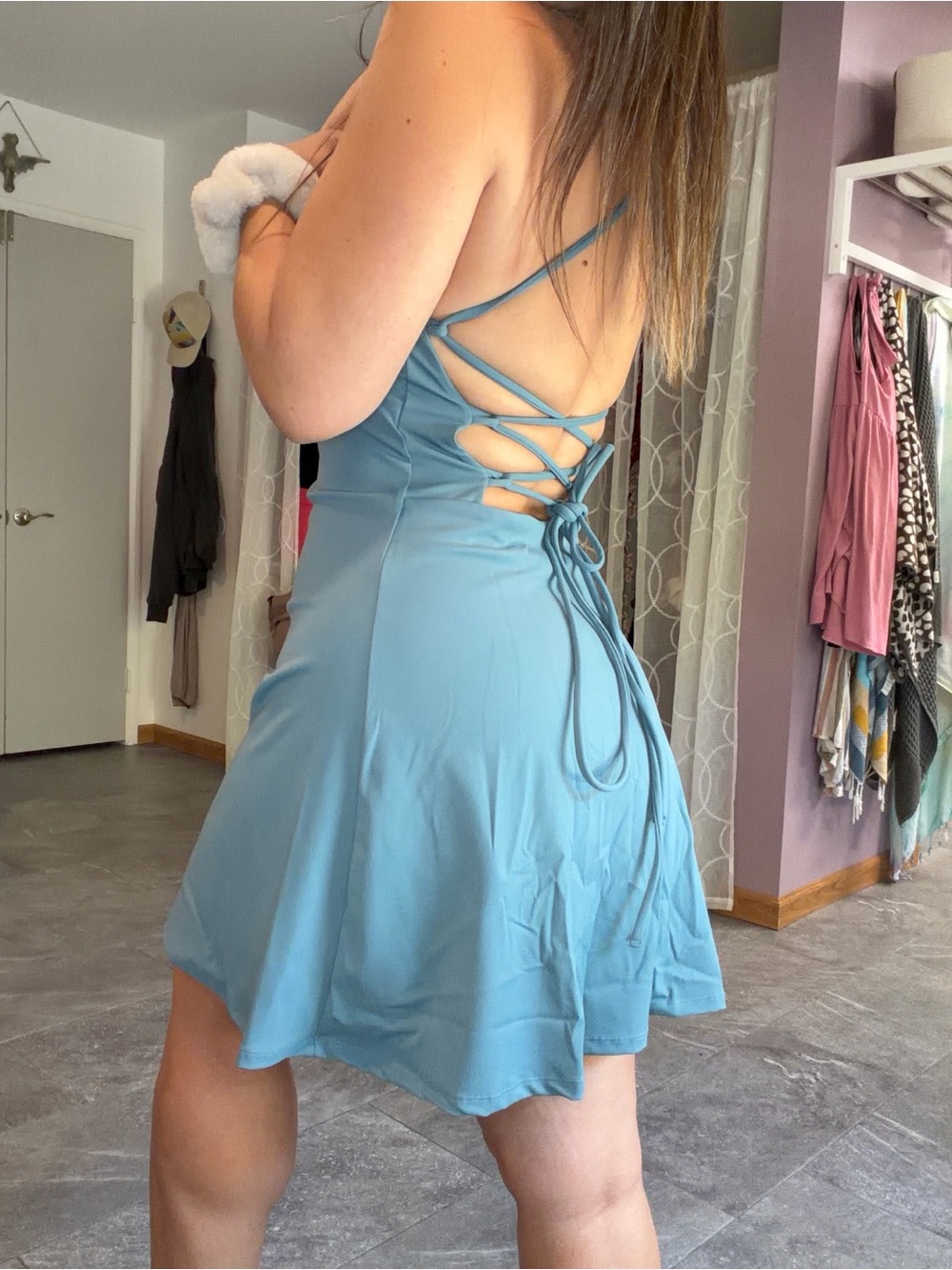 Amazon Scoop Neck Slip Dress in Dusty Blue - Picture 4 of 9